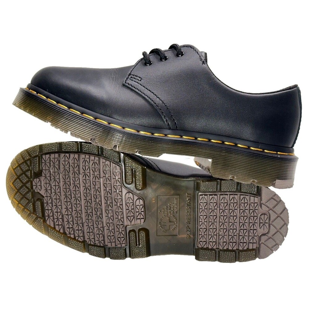 Dr. Marten's SoftWair 1461 Smooth Leather Safety Shoe Size 8 Black Slip Res.